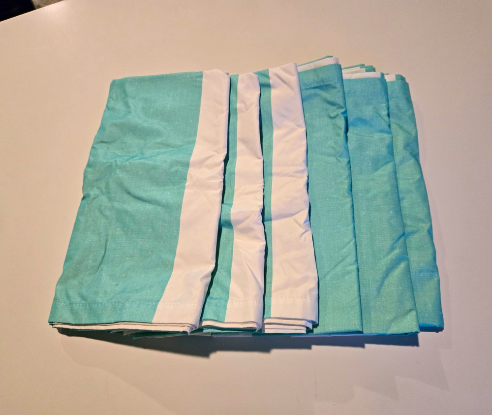 Your Zone Cabana Stripe Curtain Panels Mint Aqua White 30x84 Set of 3
